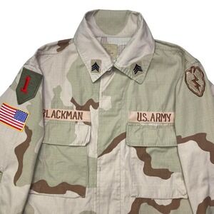 Vintage 2000s US Army 1st Armored Division x military BDU camo desert  jacket
